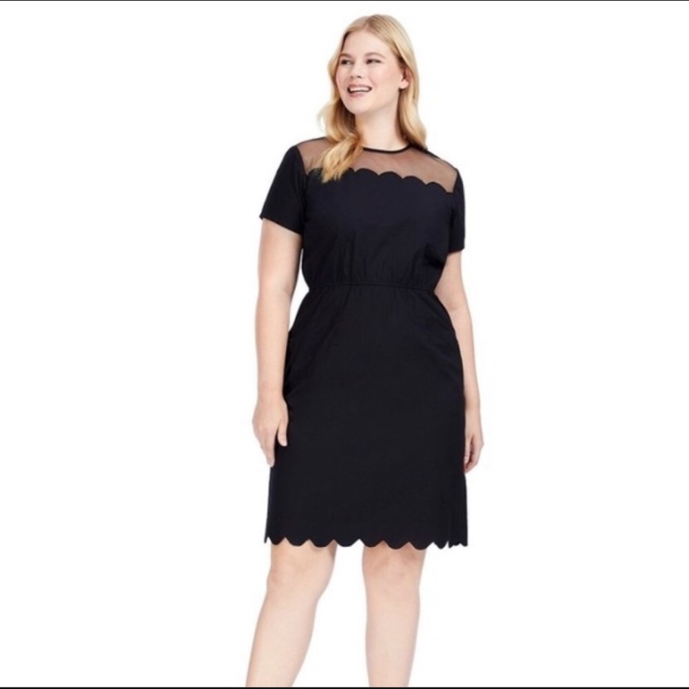 eShakti LBD with sheer neckline and scallop hem